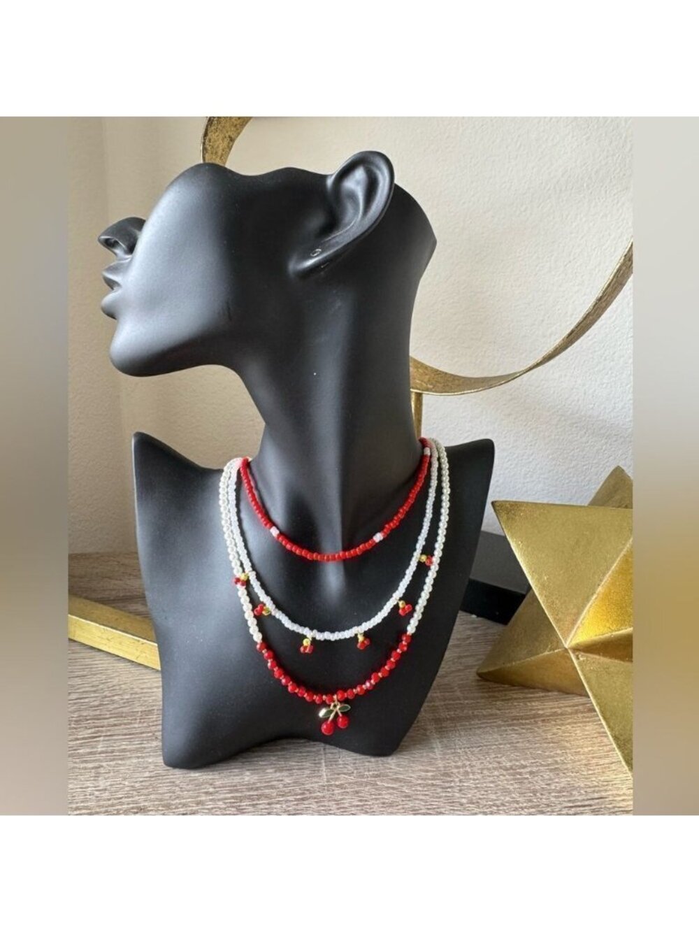 Cherry Charm Necklace Set A1230 - Picture 5 of 5